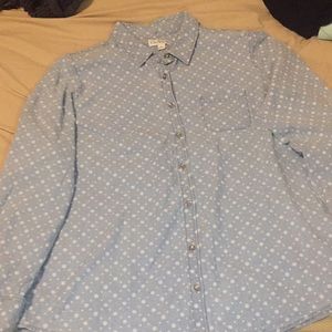 Kim Rogers Denim Polka Dot Button Up